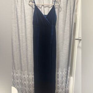 Lulu's Navy Blue Velvet Maxi Dress